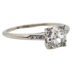Vintage 14k White Gold & Old Mine Cut Diamond Engagement Ring