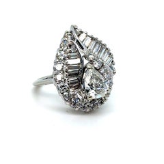 Vintage 14K White Gold Pear Diamond Ballerina Engagement Ring