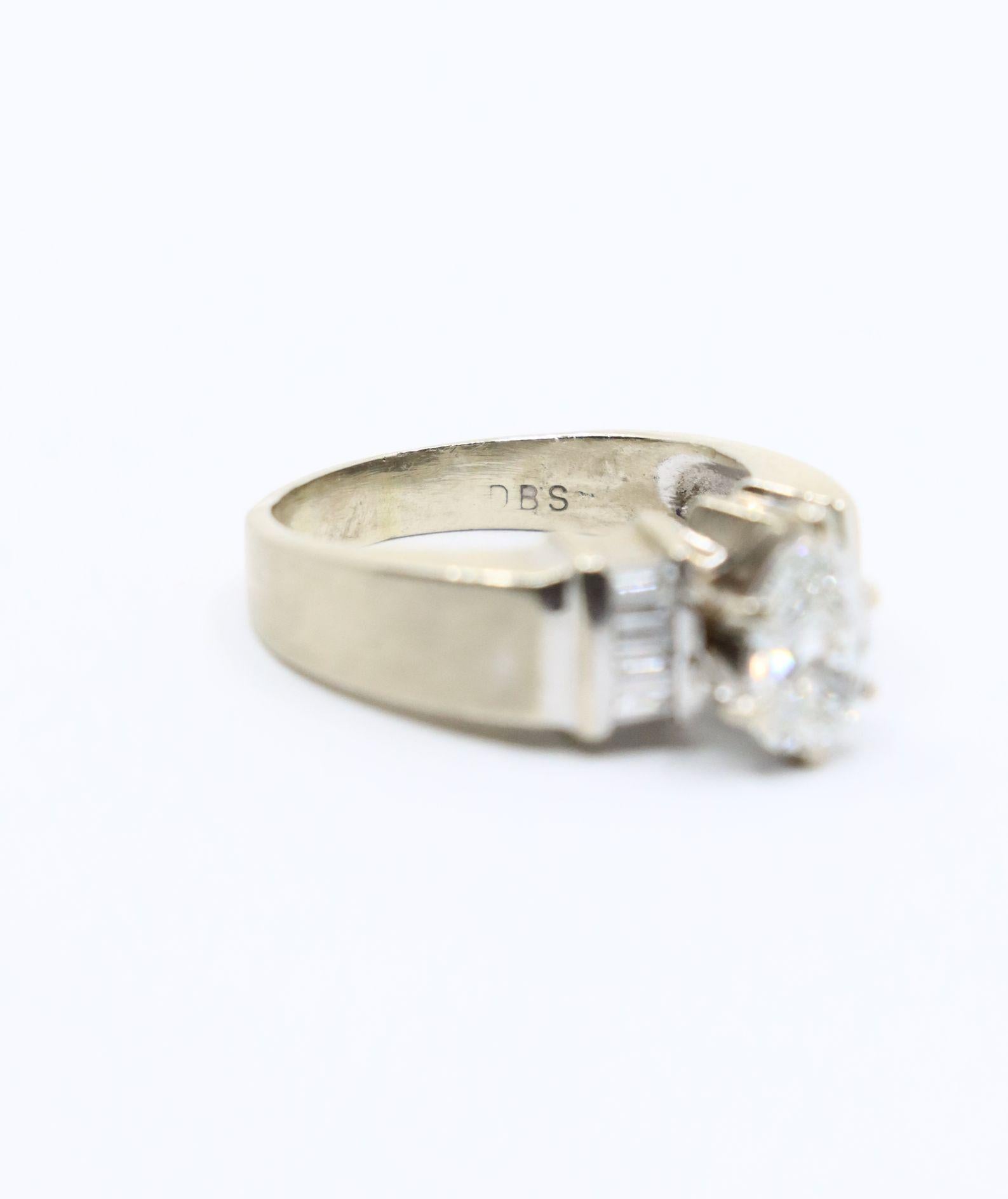 Vintage 14K Weißgold Birnenförmiger Diamantring in Birnenform im Angebot 5
