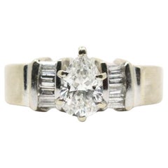 Vintage 14K White Gold Pear Shape Diamond Ring