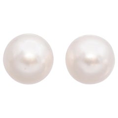 Boucles d'oreilles vintage en or blanc 14k avec perles