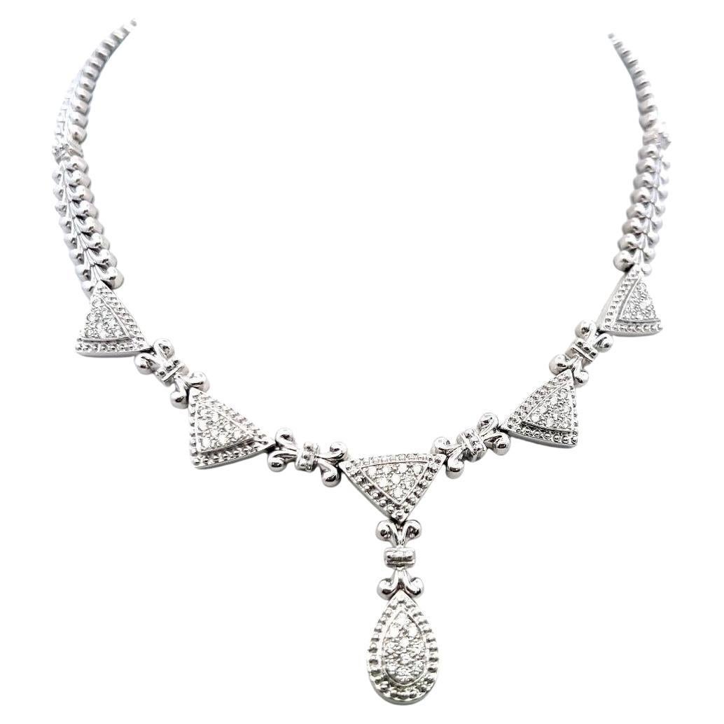 Vintage 14K White Gold Pendant Necklace with 1.5 Carat Round I-SI Diamonds