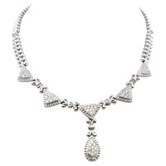 Collar colgante vintage de oro blanco de 14 quilates con diamantes redondos I-SI de 1,5 quilates