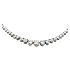 Vintage 14K White Gold Riviera Necklace with 5 Carat G-VS Round Diamonds