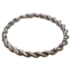 Anillo de cuerda de oro blanco de 14 quilates vintage - Diseño apilable fino, talla 8