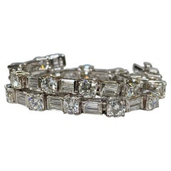 Bracciale vintage in oro bianco 14K con diamanti tondi a baguette 9ctw G Vs 7"