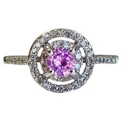 Vintage 14k White Gold Round Spinel .43cts and Diamond Halo Ring
