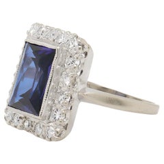 Cocktailring aus 14 Karat Weißgold, Saphir und Diamant