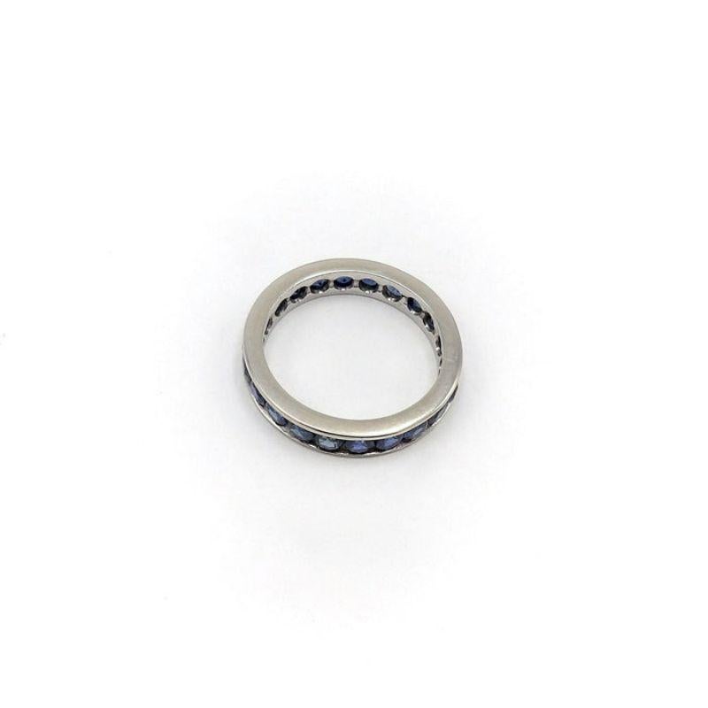Contemporary Vintage 14K White Gold Sapphire Eternity Band For Sale