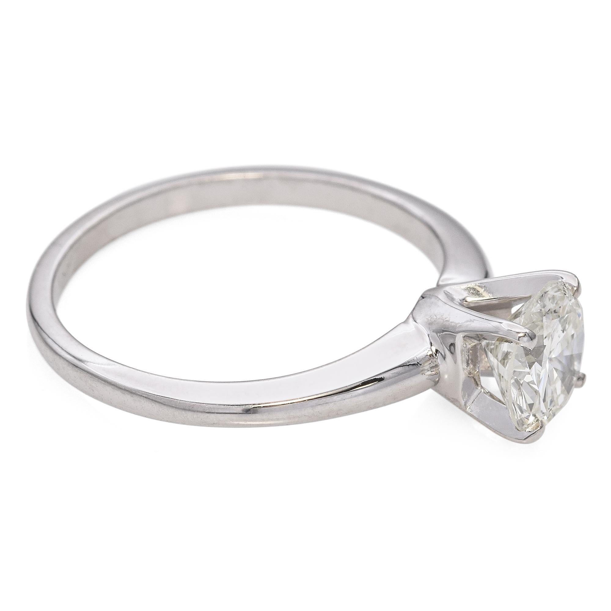 Anello Solitario d'epoca in oro bianco 14k in vendita 1