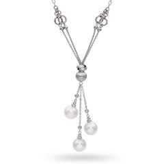 Vintage 14k White Gold South Sea Pearl Lavalier Necklace