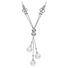 Vintage 14k White Gold South Sea Pearl Lavalier Necklace