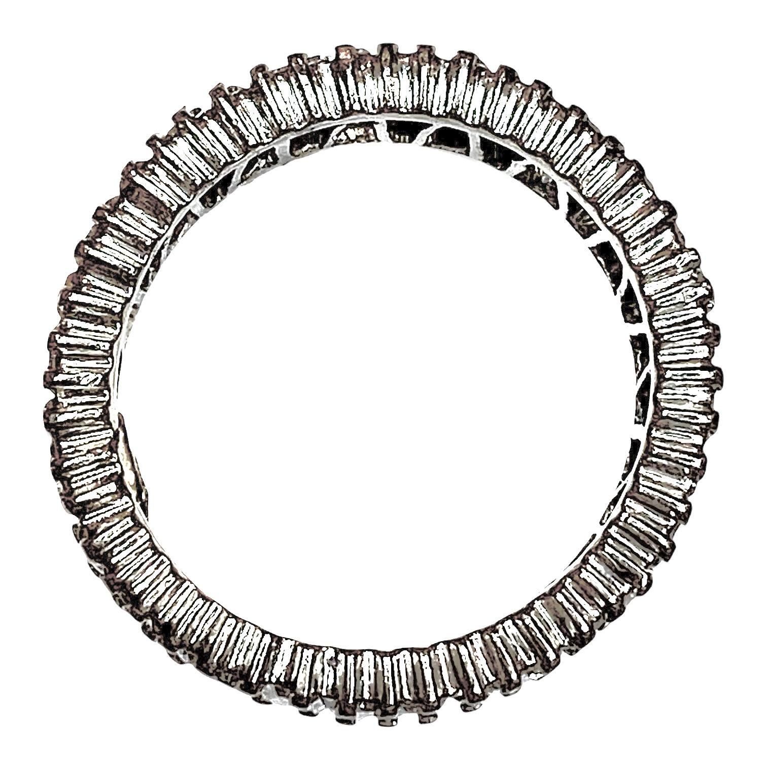 Contemporary Vintage 14K White Gold Tapered Baguette Diamond Eternity Band