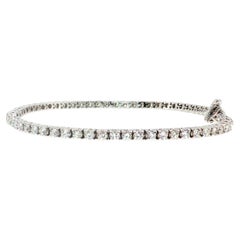 Pulsera tipo «tenis» vintage de oro blanco de 14K con diamantes redondos H VS de 2,97 quilates