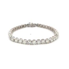 Vintage-Tennisarmband aus 14-karätigem Weißgold mit 7 Karat runden Diamanten der Qualität H VS
