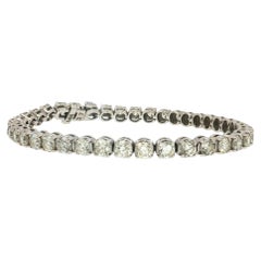 Vintage 14K White Gold Tennis Bracelet with 8 Carat Round J VS Diamonds