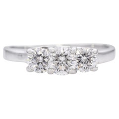 Vintage 14k White Gold Three Stone Diamond Ring