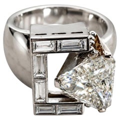 Vintage 14K White Gold Trillion Diamond Ring 2.45ct with Baguettes
