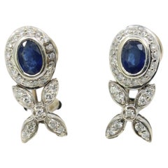 Vintage 14K White Sapphire Diamond Earrings