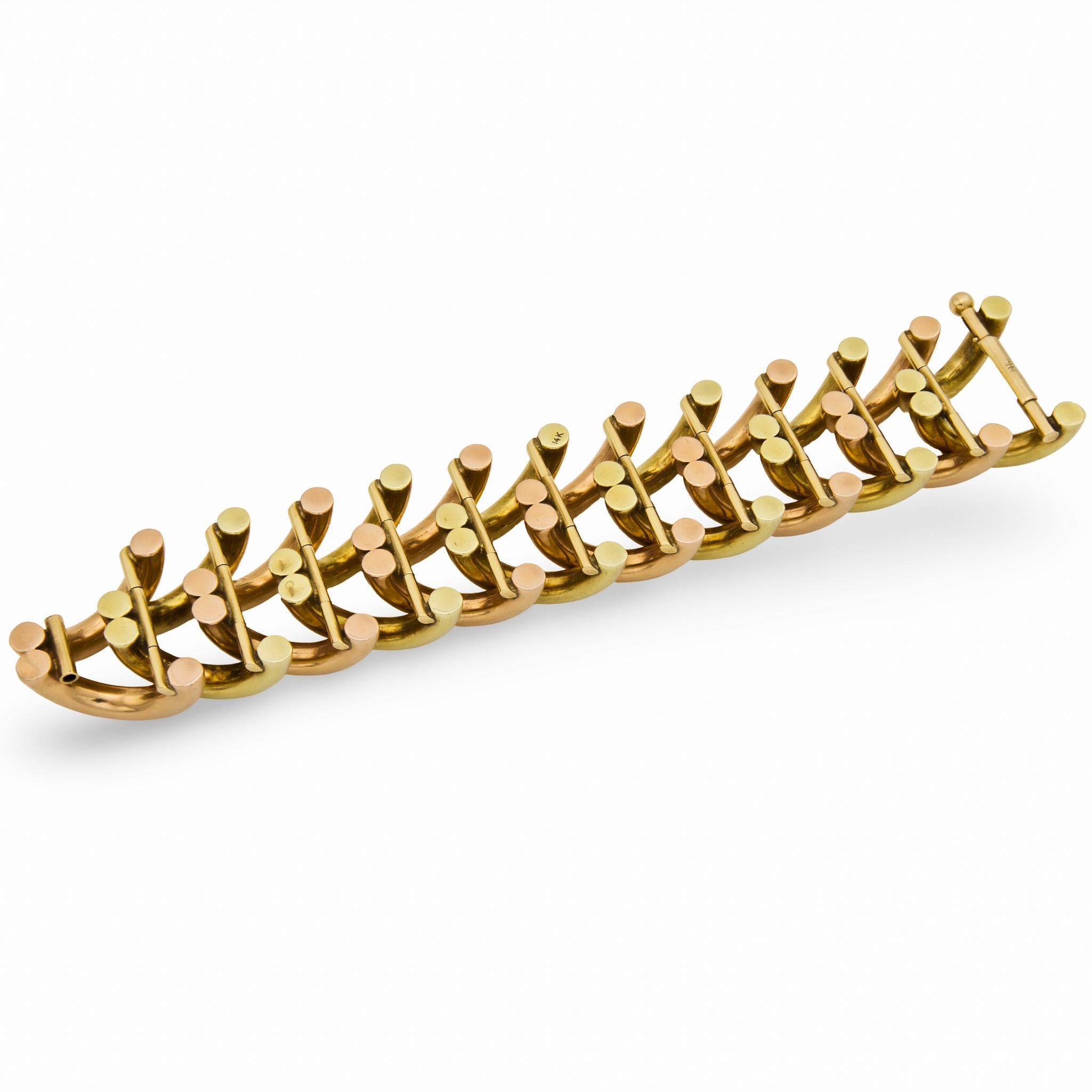 Bracelet vintage en or jaune et rose 14k en vente 3