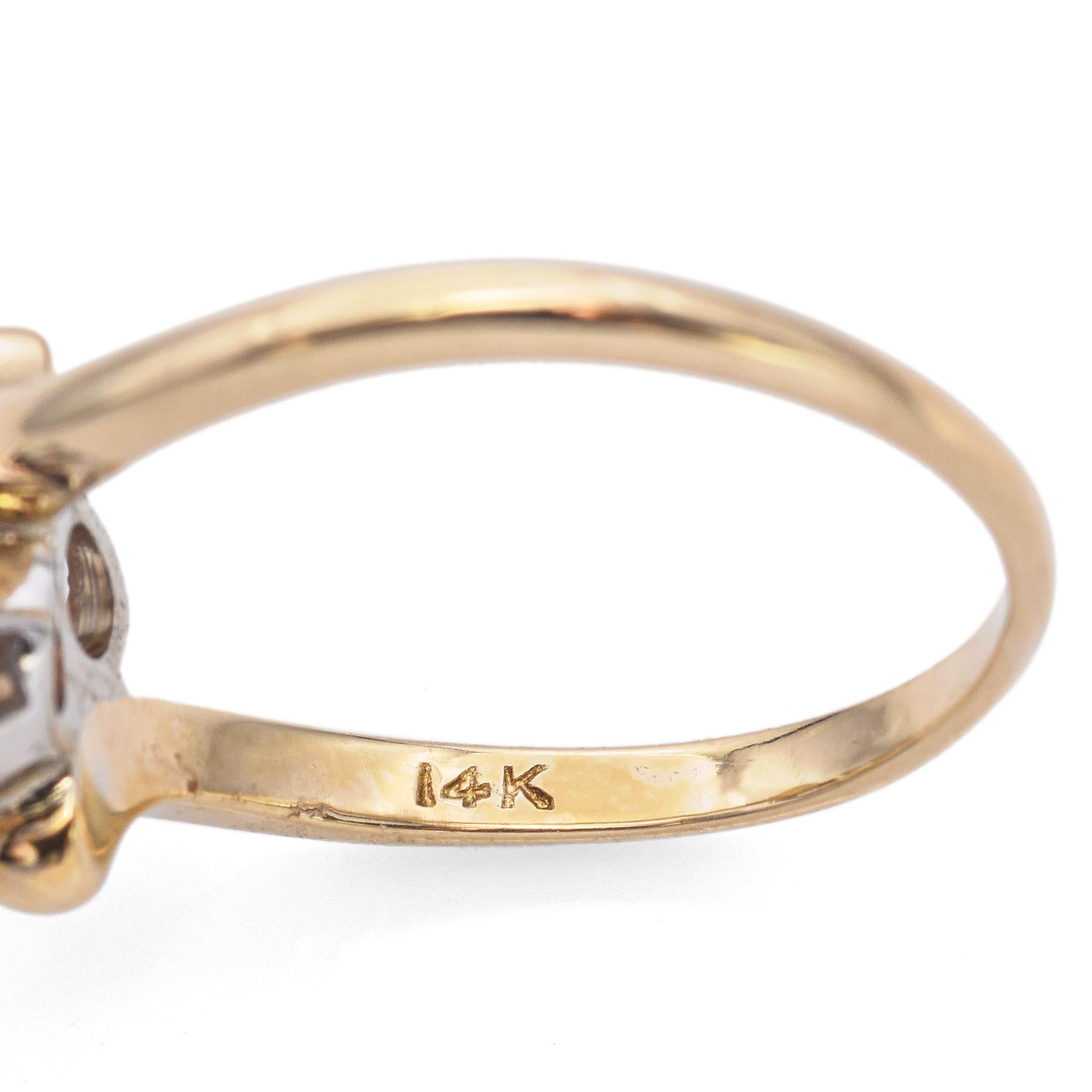 Vintage 14K Yellow and White Gold 1.63 TCW Diamond Bypass Engagement Ring 1