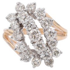 Vintage 14k Yellow and White Gold 2.25tcw Diamond Waterfall Ring