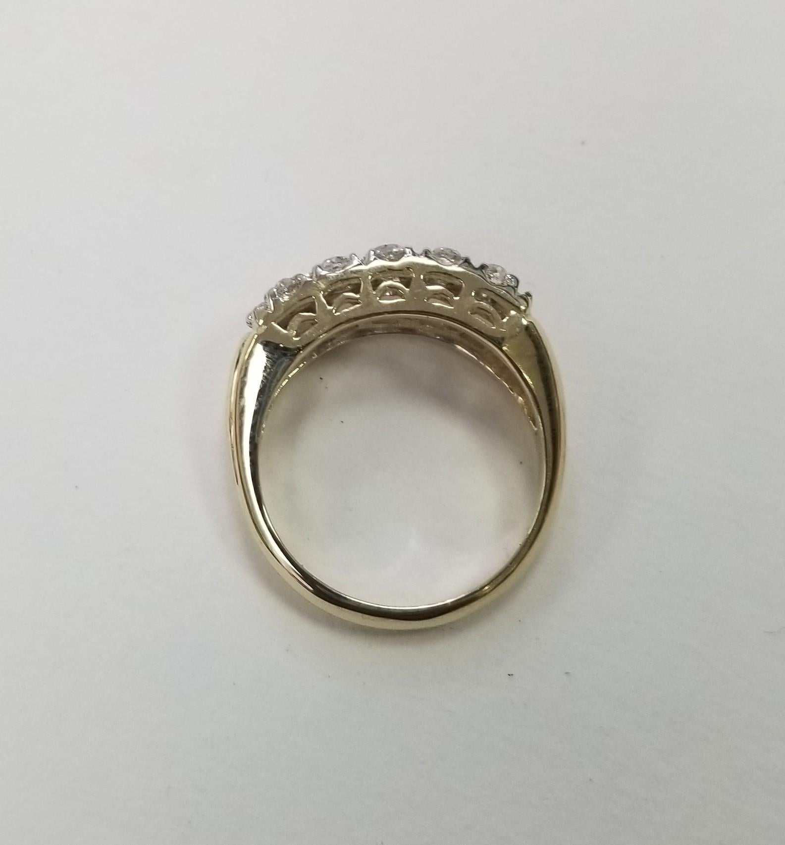 Old Mine Cut Vintage 14k Yellow and White Gold Old Minor Cut Diamond Wedding Ring For Sale