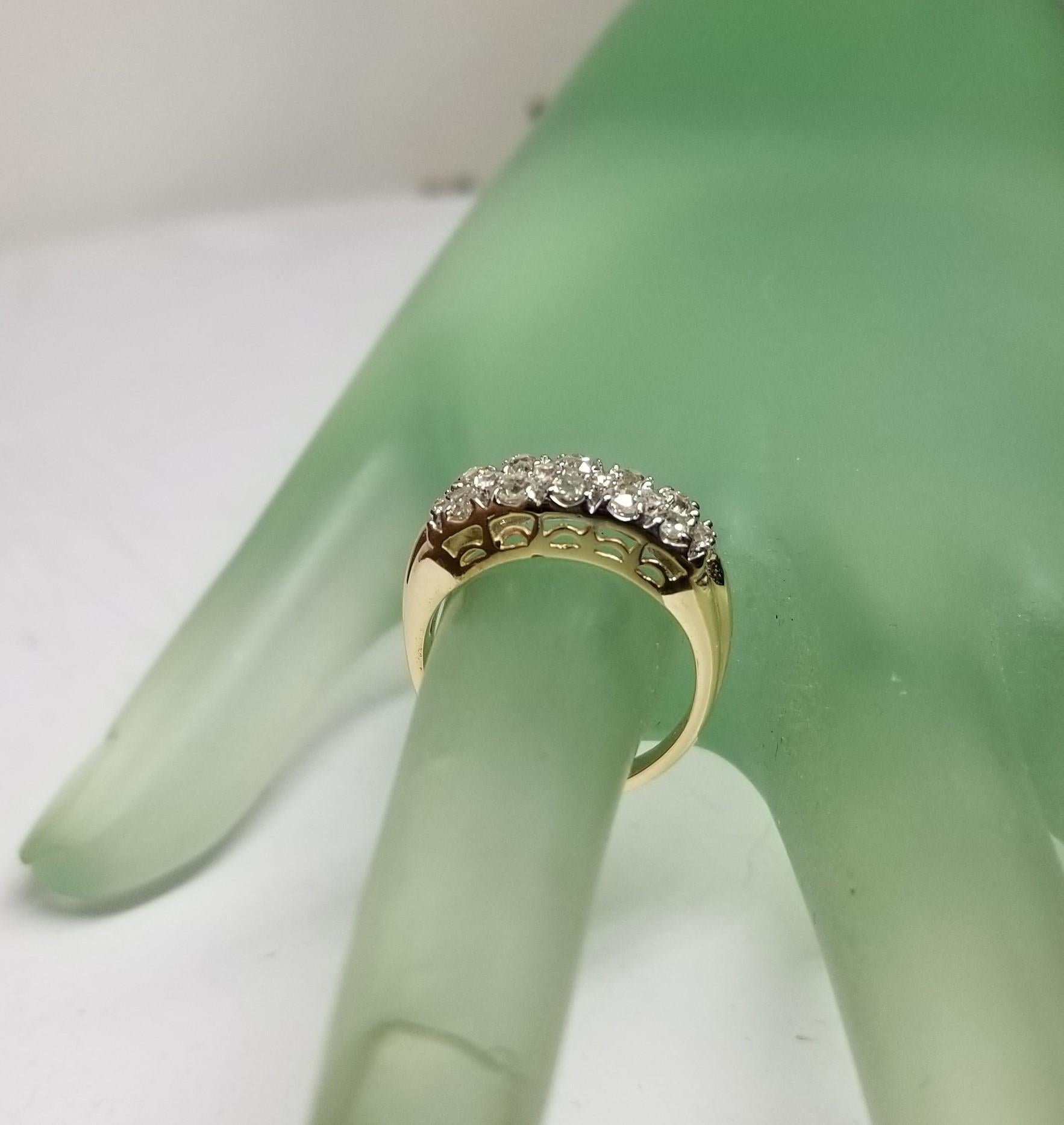 Vintage 14k Yellow and White Gold Old Minor Cut Diamond Wedding Ring For Sale 1