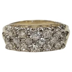 Vintage 14k Yellow and White Gold Old Minor Cut Diamond Wedding Ring