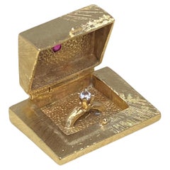 Vintage 14k Gelb Verlobungsring Box Armband Anhänger Charme