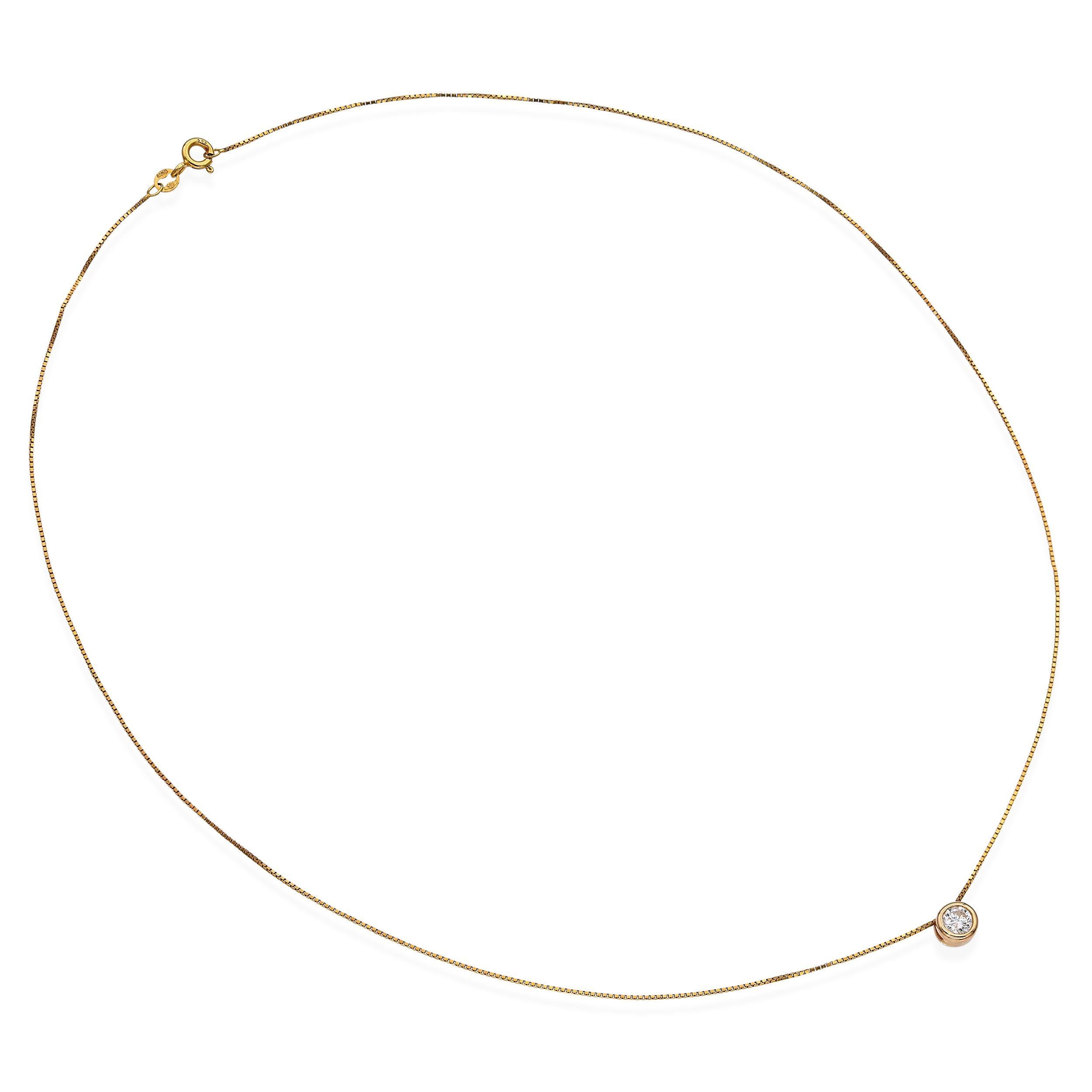 Collana vintage in oro giallo 14k con castone di diamanti da 0,25 carati, con diamanti rotondi taglio brillante per un totale di circa 0,25 carati. Ogni diamante è incastonato in modo sicuro nell'oro giallo 14k lucido, creando un design raffinato ed