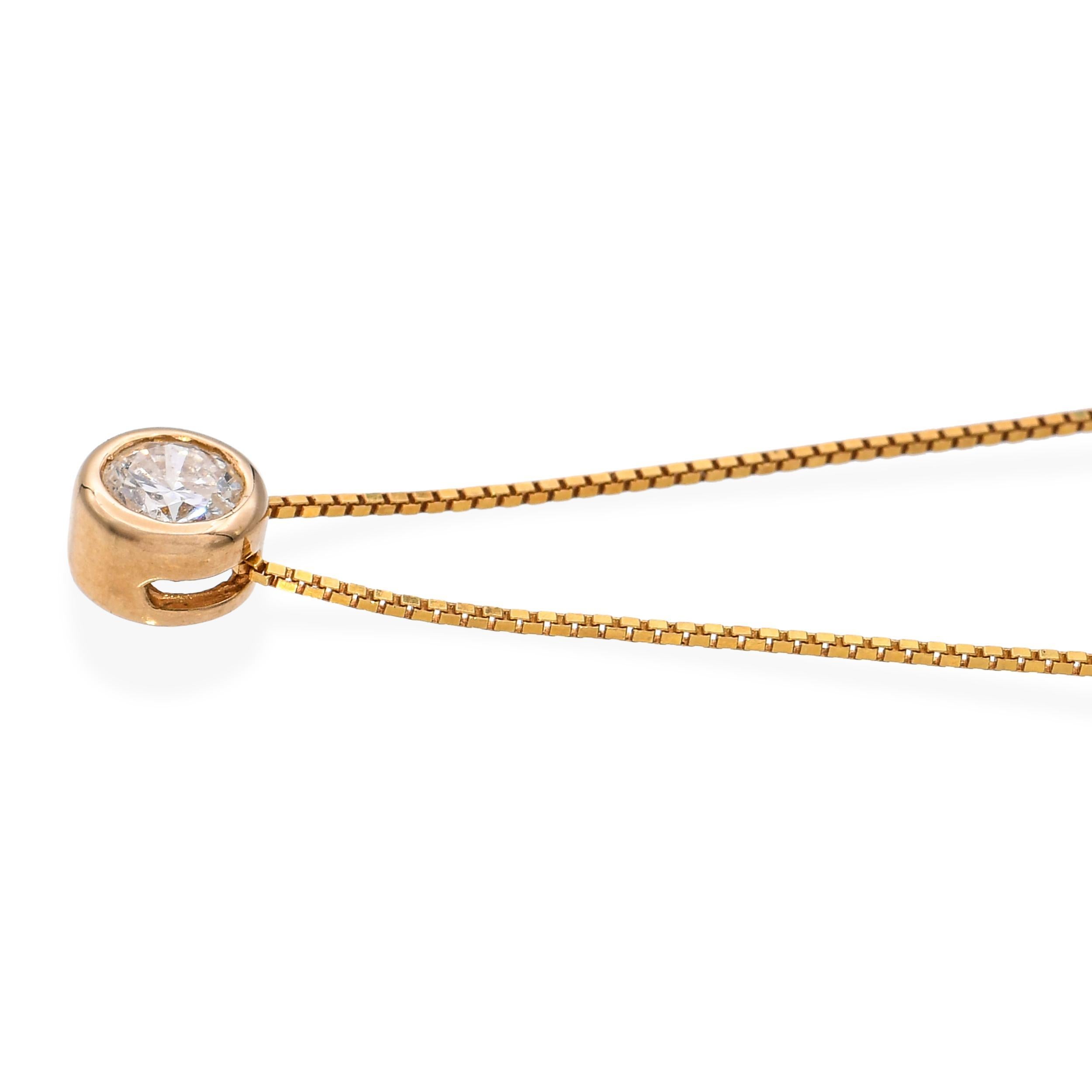 Donna Collana vintage in oro giallo 14k con castone di diamanti K Si1 da 0,25 ct. in vendita