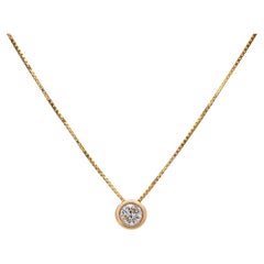 Vintage 14k Yellow Gold 0.25ct K Si1 Diamond Bezel Set Necklace