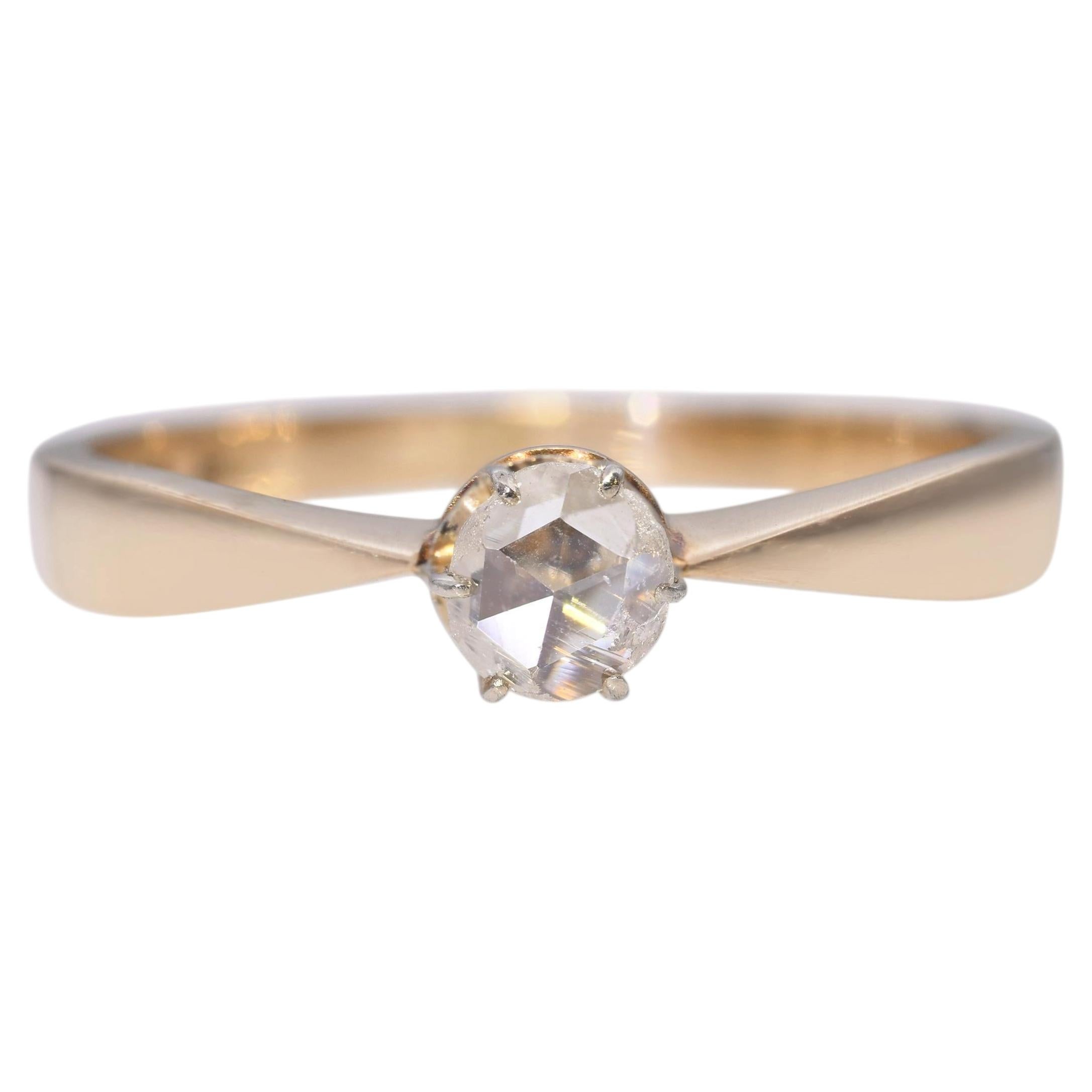 Vintage 14k Yellow Gold 0.25ct Rose Cut Diamond Ring