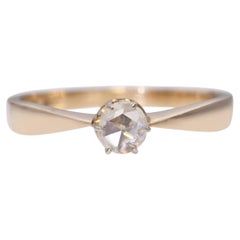 Anillo vintage de oro amarillo de 14k con diamantes talla rosa de 0,25 ct