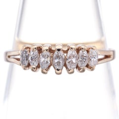 Vintage 14k Yellow Gold 0.25tcw Diamond Marquise Wedding Band Ring