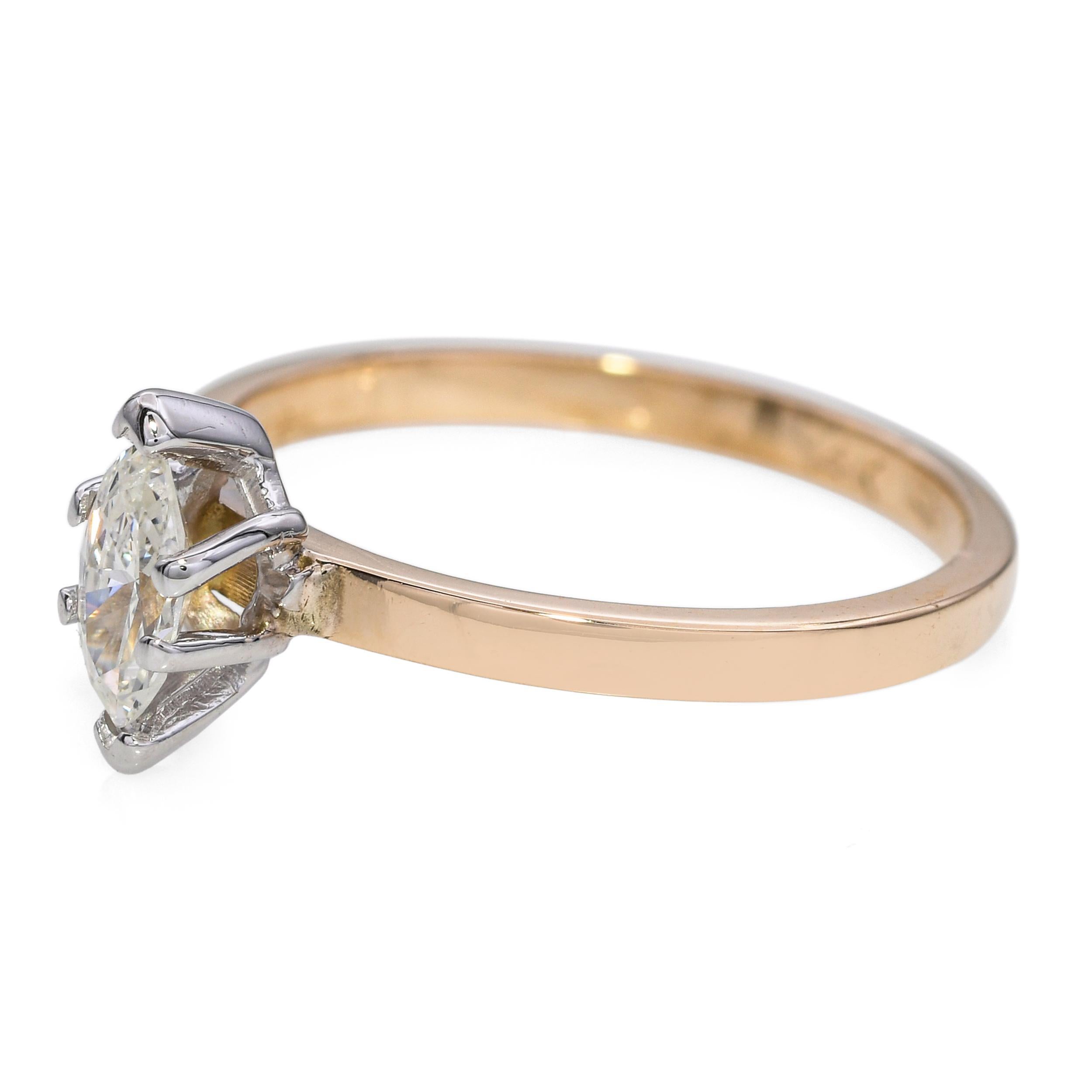 Vintage 14k Gelbgold 0.32tcw Marquise Diamant Solitär Ring im Zustand „Gut“ im Angebot in New York, NY