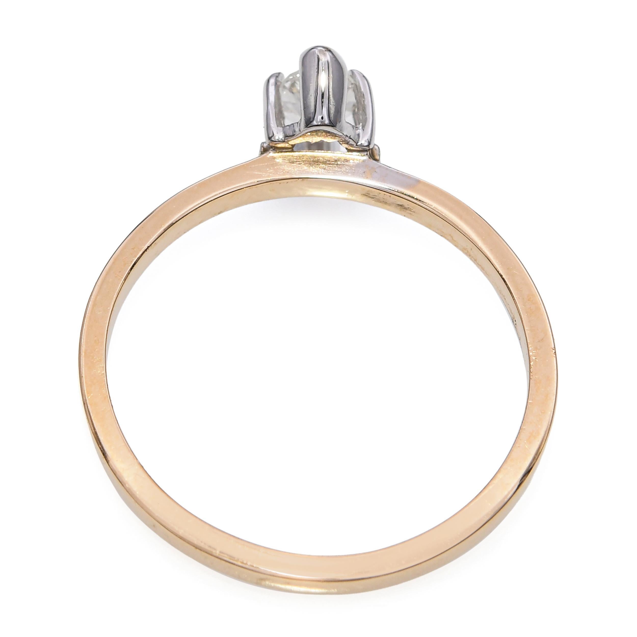 Vintage 14k Gelbgold 0.32tcw Marquise Diamant Solitär Ring im Angebot 1