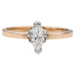 Vintage 14k Yellow Gold 0.32tcw Marquise Diamond Solitaire Ring