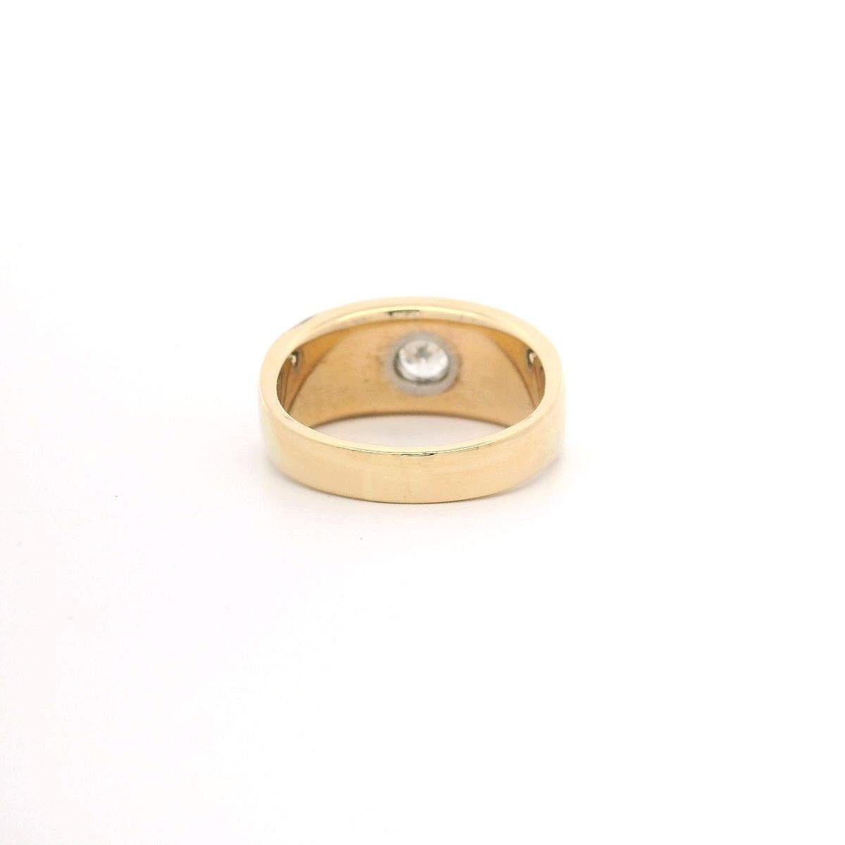 Vintage 14k Yellow Gold 0.33ctw Diamond Solitaire Concave Florentine Band Ring en vente 1