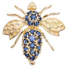 Vintage 14k Yellow Gold 0.40tcw Sapphire Bumblebee Brooch Vintage 14k Yellow Gold 0.40tcw Sapphire Bumblebee Brooch