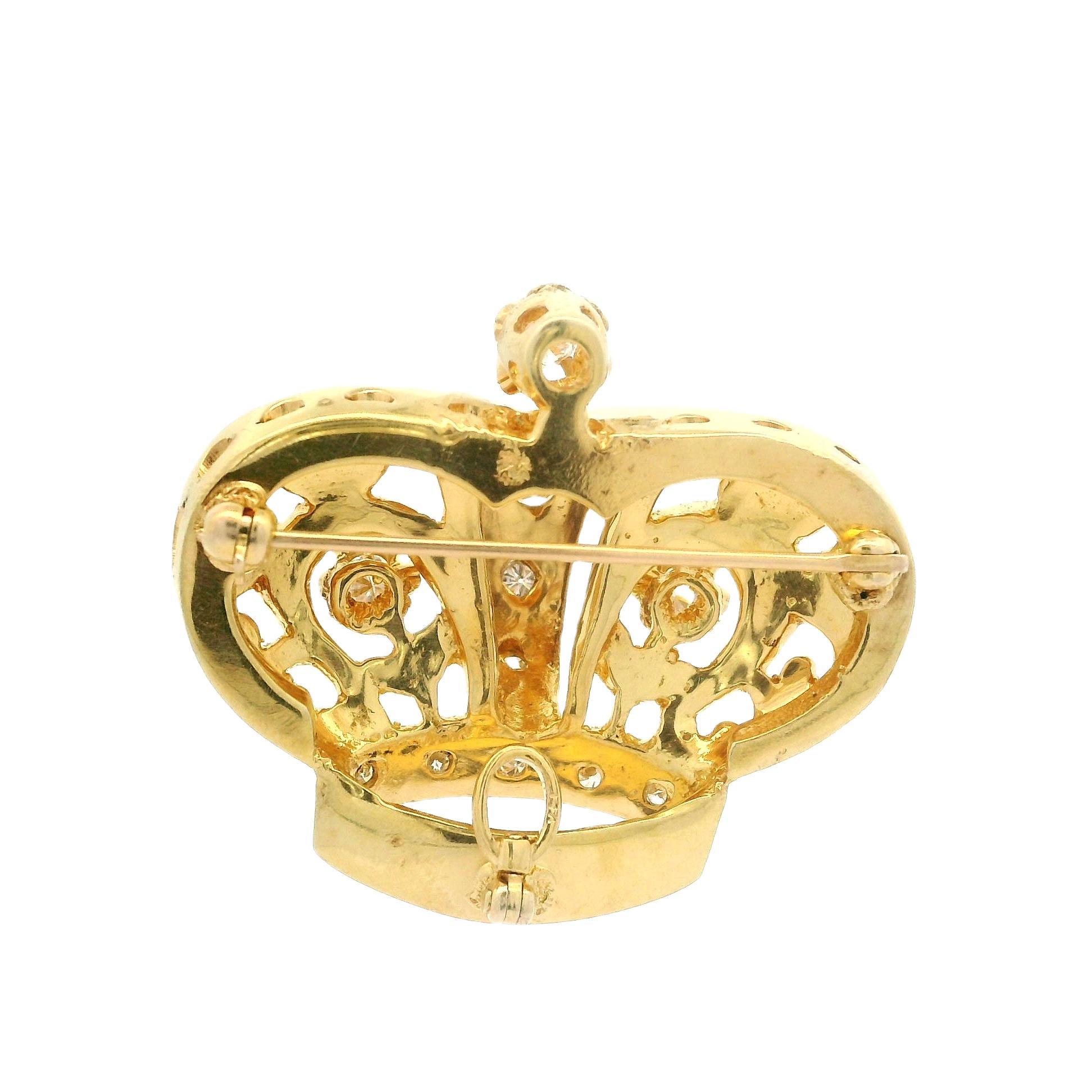 --Stone(s):--
(11) Natural Genuine Diamonds - Round Brilliant Cut - Buttercup Prong Set & Pave Set - Nice White Fiery Diamonds - 0.45ctw (approx.)

Material: Solid 14k Yellow Gold W/ Royal Blue Enamel Work
Total Weight: 16.14 Grams
Backing: Pin w/
