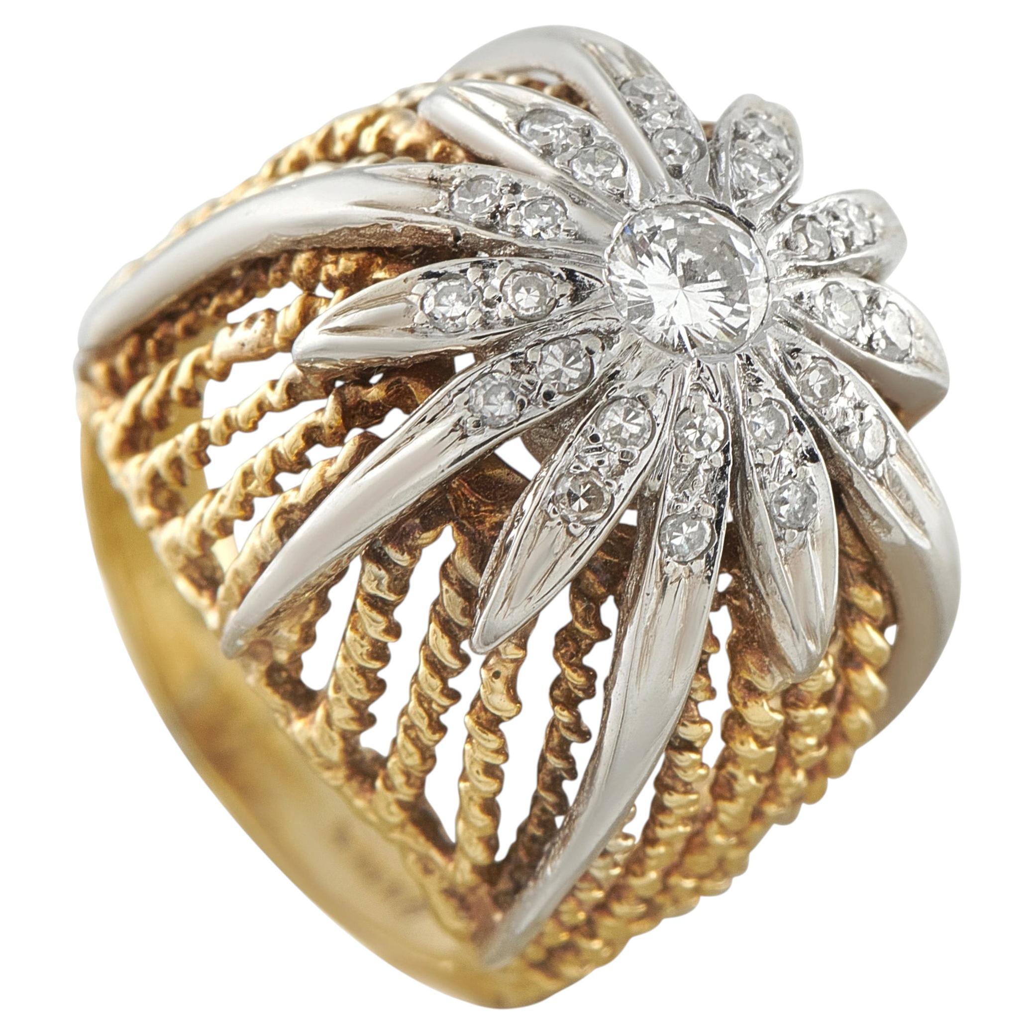 Vintage 14K Yellow Gold 0.48ct Diamond Dome Ring MF08-063026 For Sale
