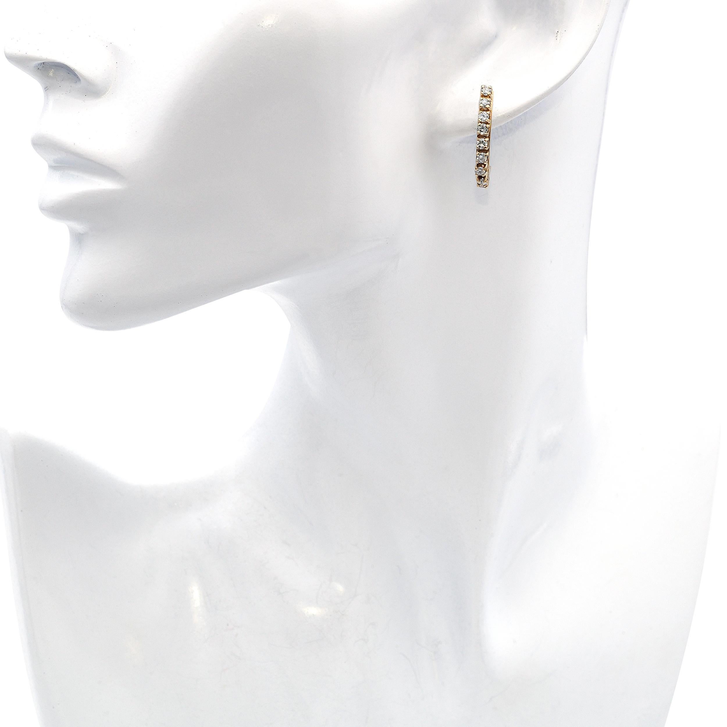 Pendientes de diamantes vintage de oro amarillo de 14k de 0,75 tcw Corte brillante en venta