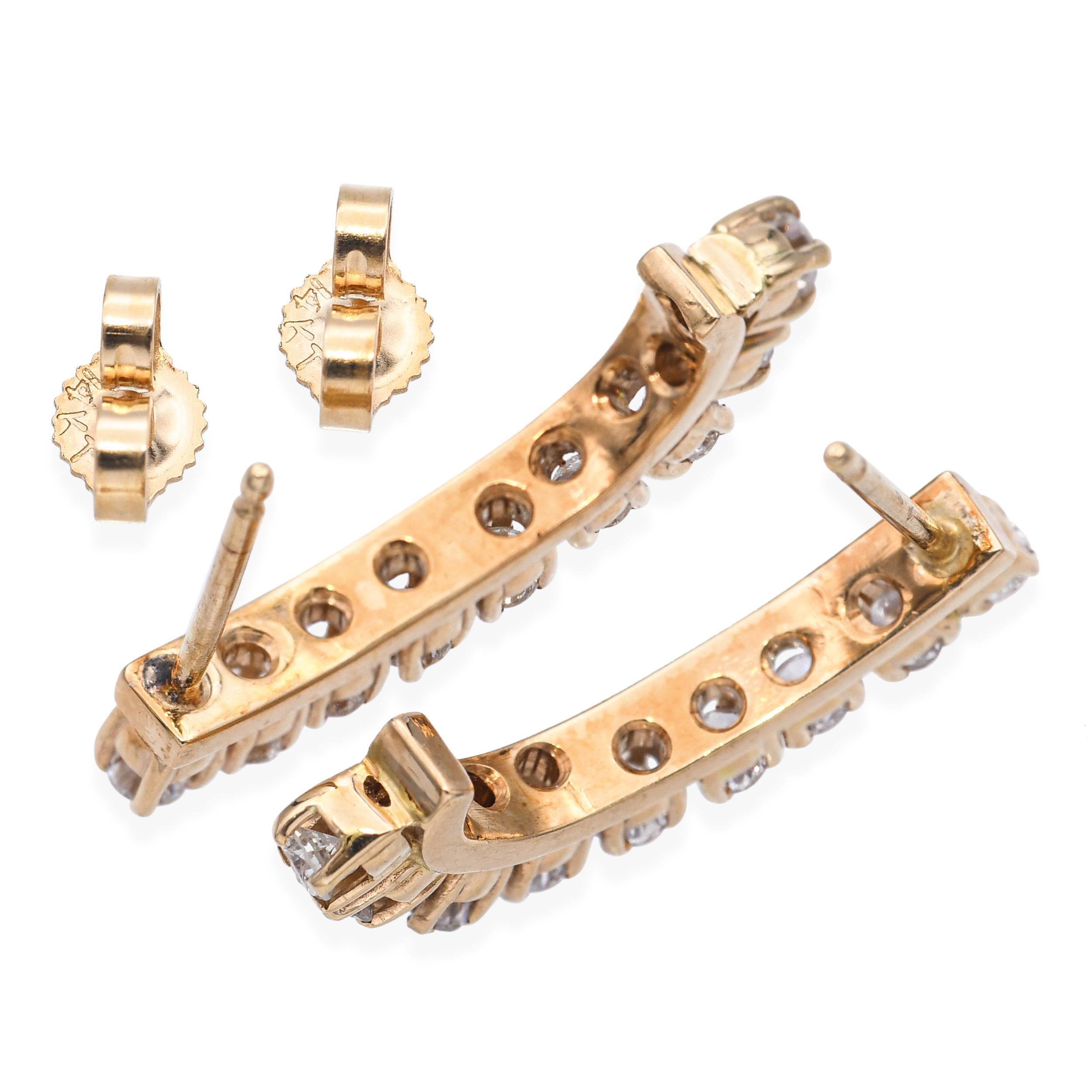 Pendientes de diamantes vintage de oro amarillo de 14k de 0,75 tcw en Bueno estado para la venta en New York, NY