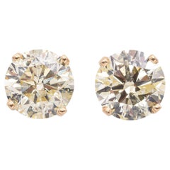 Vintage 14k Yellow Gold 0.92tcw Diamond Round Stud Earrings