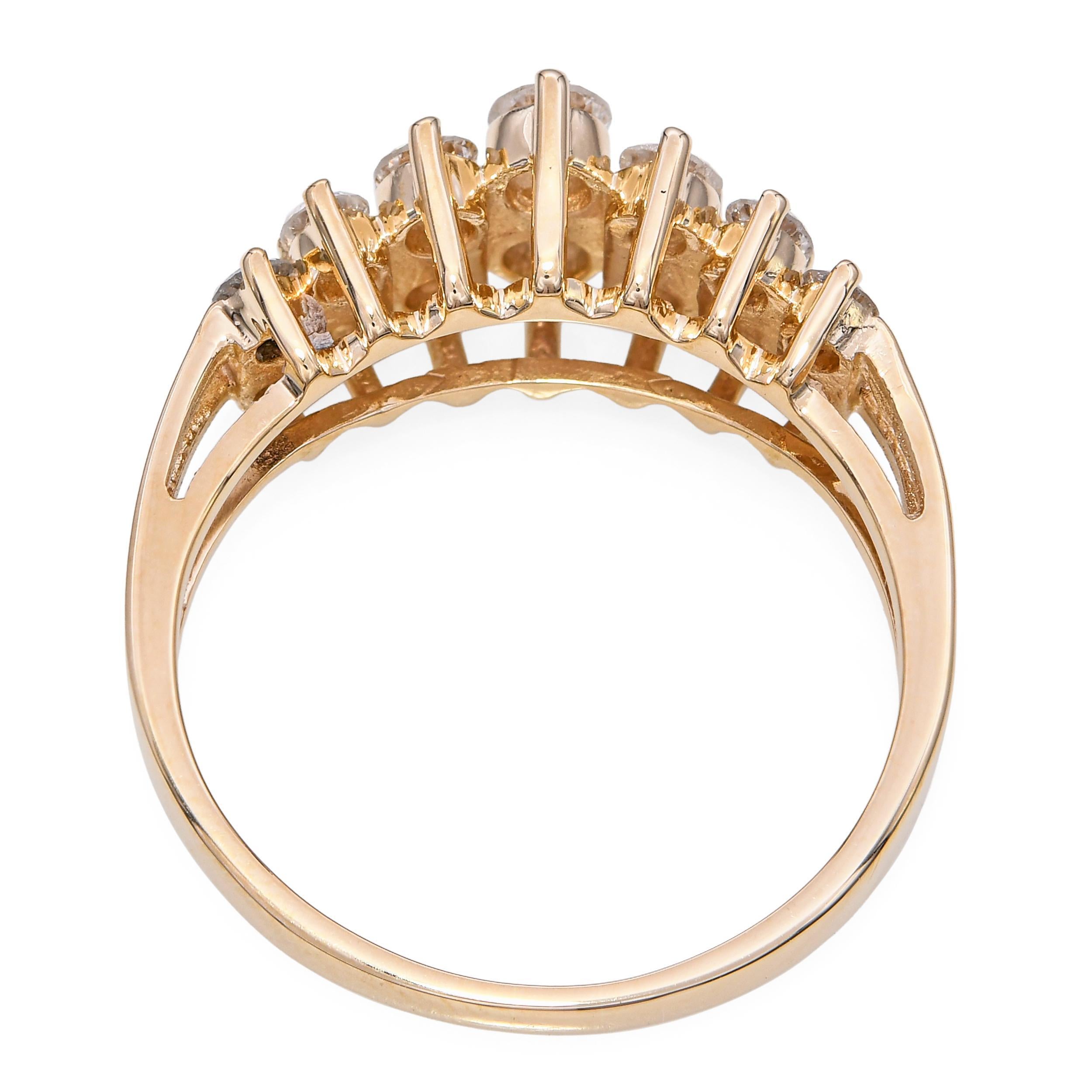 da uomo o donna Anello nuziale vintage in oro giallo 14k con diamanti da 0,94tcw in vendita