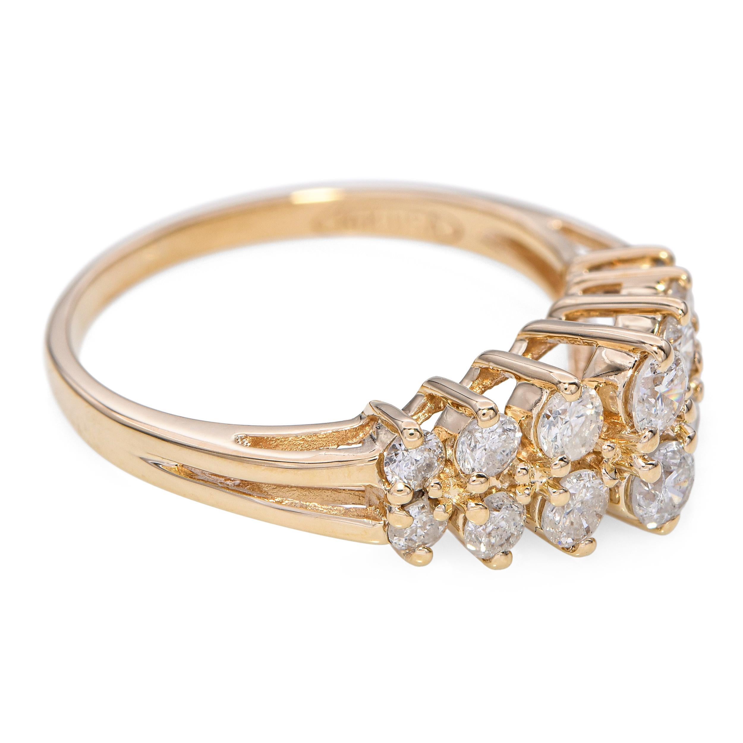 Anello nuziale vintage in oro giallo 14k con diamanti da 0,94tcw in vendita 1