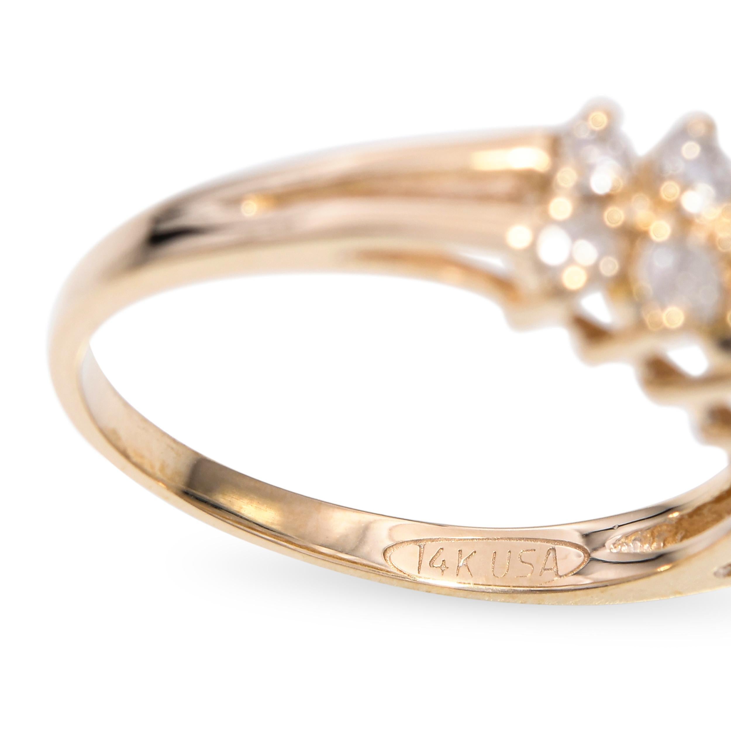 Anello nuziale vintage in oro giallo 14k con diamanti da 0,94tcw in vendita 2