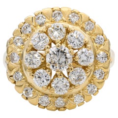 Vintage 14k Yellow Gold 0.98tcw Diamond Cluster Ring